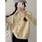 KANING Korean Version Of The Round Collar Retro Knitted Cardigan 2026 Autumn And Winter New Single-Dcupuncture High-End Sweater Woman