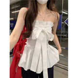Butterfly Strapping Beauty Back Bra Vest Woman Summer Sweet Sleeveless Wear Thin White Top