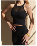 Sports Hanging Neck Vest Women Running Mesh Sexy Summer With Chest Cushion Fitness Blouse Hot Girl Outside The Wind To Wear Yoga Clothes