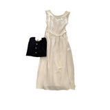 2026 Summer New Korean Minimalist Sleeveless Vest Dress Women's A-Siding Belt Temperament Long Skirt