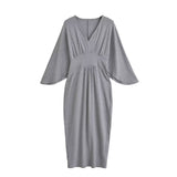 Autumn Languid French Elegant Dress Famous Temperament Babes V-Neck Loose Cuff Dress