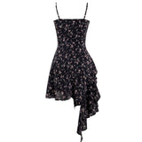 Pure French Floral Sling Dress Women's New Summer High-End Design Feeling Hottie Irregular Swing Skirt