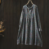 Medium-Long Crushed Flower Knitted Dress Women 2026 Autumn And Winter New Retro Cotton Silk Giant Good-Looking Early Autumn Sweater Skirt
