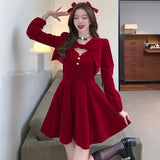 Princess Style Christmas Fashion Suit Long-Sleeved Shawl Sling Button Dress Women's Autumn And Winter Two-Piece
