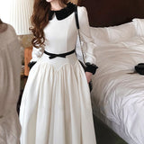 Ao Daili Classic Split Line Hepburn Dress Colored Doll Collar Bows Slim A Dress Autumn 2025