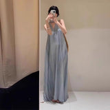 French Holiday Wind Faints With Open Shoulder V-Necked Dress Senior Sense Girl Summer This Year Popular Loose Long Dress