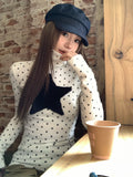 Vintage Wave Point High-Neck Long-Sleeved T-Shirt Women's Autumn And Winter Korean Sweet Age-Retro Pile Collar Bottom Shirt Top