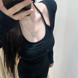Rongde Velvet Pure Autumn And Winter Pure Lust Wind Fake Two Hanging Neck Repair Slimming Waist Sweet Hot Girl On The Long Sleeve