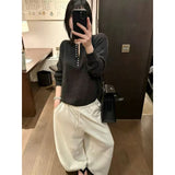 LEKA Korean Simple V-Neck Knitted Bottom Shirt 2026 Autumn And Winter New Half-Collar With Sweater Top Woman