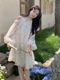 French Broken Flower Lantern Sleeve Dress Women's Summer 2025 New Small Super-Looking Sweet Short Skirt