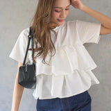 Real Shooting A Large Number Of Summer New Cotton Women Short-Sleeved Shirt Splicing Lotus Leaves Under The Hem