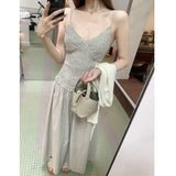Parma Old Street_French Heroine V-Neck Lattice Sling Skirt 2026 Summer New French Dress