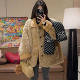 2025 Winter New Two Sides Wearing Lamb Wool Coat Women's Long Fur Locomotive Clothing Thicker Warm Coat