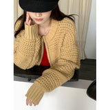 KANING Vintage Heavy-Knit Sweater Coat Women 2026 Autumn And Winter Loose Thick Zipper Knitted Open Shirt