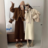 Autumn And Winter New French Retro Fragrant Tweed Knitted Half-Dress Girl With High Waist Long Straight Skirt