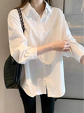 Uniform Shirt Base Long-Sleeved White Shirt Women New Basic Work Clothes With Retro Shirt Woman