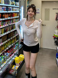 Pink Half-Neck Shoulder Long-Sleeved T-Shirt Girl Autumn Body Set Bottom Henry Shirt High-End Temperament Blouse