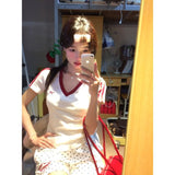 Mordell's New Summer Collared Hottie Short-Sleeved Bow Embroidered With Pure-Want T-Shirt