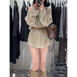 KANING French-Style Long Knitwear 2026 Autumn New Loose Leisure Lazy Sweater With Belt