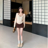 French Autumn Leisure Sling Lanky Set With Pure Desire Shirt Women's Hoodie T-Shirt Two Sets