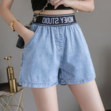 6 Points Of Denim Shorts Women's Summer Thin A-Word 2025 New Loose Thin Straight Trousers Wide-Legged Trousers