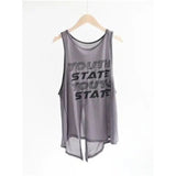 Fashion Sports Fitness Yoga Vest Women's Summer Loose Letter Buff Perspective Mesh Hoodie Top