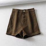 Honey Ass Denim Shorts Women Summer Solid Color Repair Tight Shorts High-Waist Elastic Casual A Word Hot Pants
