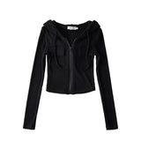 Thick Knitting Pit Hooded Zip-Up Tops Slimy Hottie Hoodie Long Sleeves