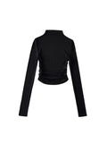 Autumn And Winter Plus Velvet Street Ins Hot Girl Solid Color Repair Small High-Neck Curved Long-Sleeved T-Shirt