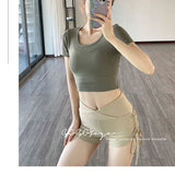 Sports Running Fitness Yoga Clothes Short-Sleeved T-Shirts For Summer Thin Leisure Beauty Back With Thin Short Top