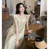 Sweet And Bare-Backed Flying Sleeve Bow Tie Dress Summer New Holiday Masked Thin Long Dress