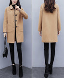 Autumn And Winter Korean Version Has Pocket Button Hair, Coat Female Large Size Loose Age Reduction Long Coat