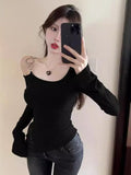 Korean Version Of The Sexy Pure Desire Irregular Short-Sleeved T-Shirt Girl Slime Bottom Shirt Top Woman Tide