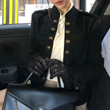 Shut Up Straight! The Black Road Thousands Of Gold Sense Of The Ancient Fashionable Cuffs Specially Designed Napoleon Coat 2026 Autumn