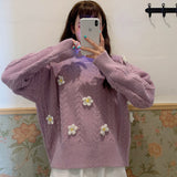 Miss Xue Autumn And Winter New Mahjong Sweater Handmade Three-Dimensional Small Flowers Gentle Wind First Love Knitting Shirt