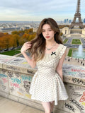 French Thousand Gold Storm Lace Side Dress Girl Summer Small Design Flying Sleeves To Close Waist A Short Skirt