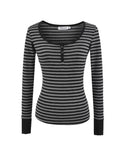 Sexy Pure Desire To Hit The Color Striped Button Long Sleeve Bottom T-Shirt Girl New Hot Girl Autumn And Winter Body Bottoming Top Woman T
