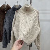 KANING Solid Color Lazy Windy Sweater 2026 Autumn And Winter New Thick Collar Knit Coat Woman