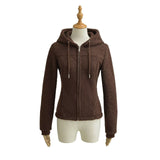 Autumn And Winter Thick Ants Waist Teddy Granular Jacket Women Autumn And Winter Slim Hooded Jacket Zip Coat