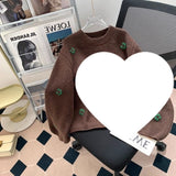 Vintage Embroidery Flower Sweater Women's Autumn/Winter 2025 New Loose Lazy Windy Korean Knits