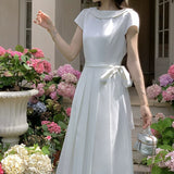 [Miss Yuki] Design Sense With Boat Collar Dress 2026 Summer New Korean High-End Feel Skirt Tide
