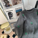 Vintage Embroidery Flower Sweater Women's Autumn/Winter 2025 New Loose Lazy Windy Korean Knits