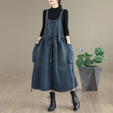 Autumn New Real-Drink Washing Denim Casual Large-Size With Dress Woman