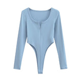 Women's Retro U-Neck Half-Neck Long-Sleeved Blouse Hottie Solid-Colored Sexy Bottom T-Shirt