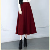 Autumn And Winter Pure Color Hair, The Half-Dress Skirt Big Swing Skirt High-Rise Long Dress Skirt Skirt Skirt