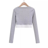 Spice Girls Blogger Summer Loose Sticker V Collar Blouse Long Sleeve Short-Sleeved T-Shirt