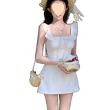 French White With Lotus Leaf Edge Flying Sleeves With Dress Female Summer Temperament A Short Skirt