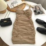 Purely Sexual Wrinkled A-B-Packed Hip Dress Girl Summer 2025 Korean Version Of The Sling Sling Vest Babes Dress