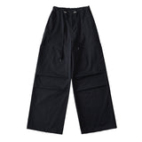 Vintage Water Wash Cotton Casual Workwear Trousers Women Autumn Babes Loose Draw Rope Wide Legs Parachute Trousers