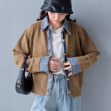 2026 New Net Red The Same Girl Knitting Two Splicing Tops Fashion Cardigan